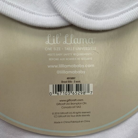 Lil' Llama & Fisher-Price Baby Bib Set | Neutral Animal Print | 3-Pack Lot - Picture 6 of 10